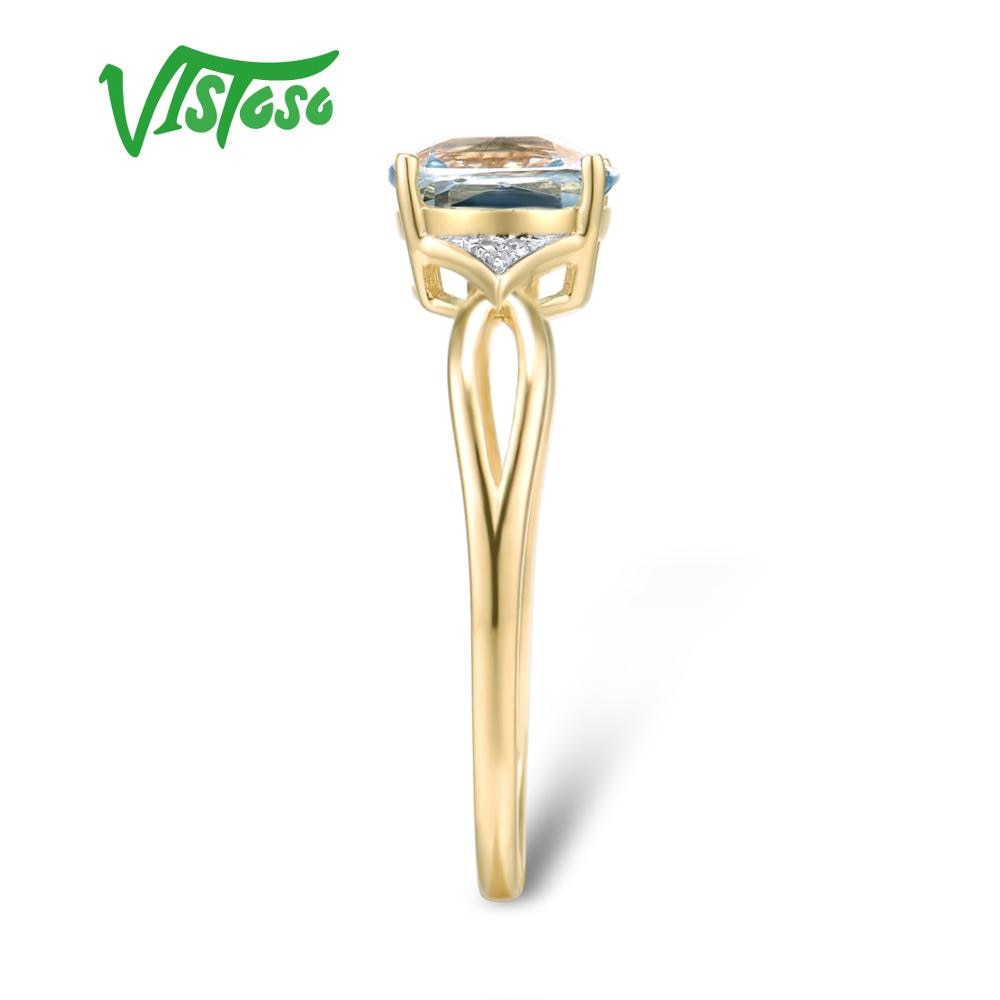 VISTOSO 14K 585 Yellow Gold Ring Diamond Real Original Fine Jewelry