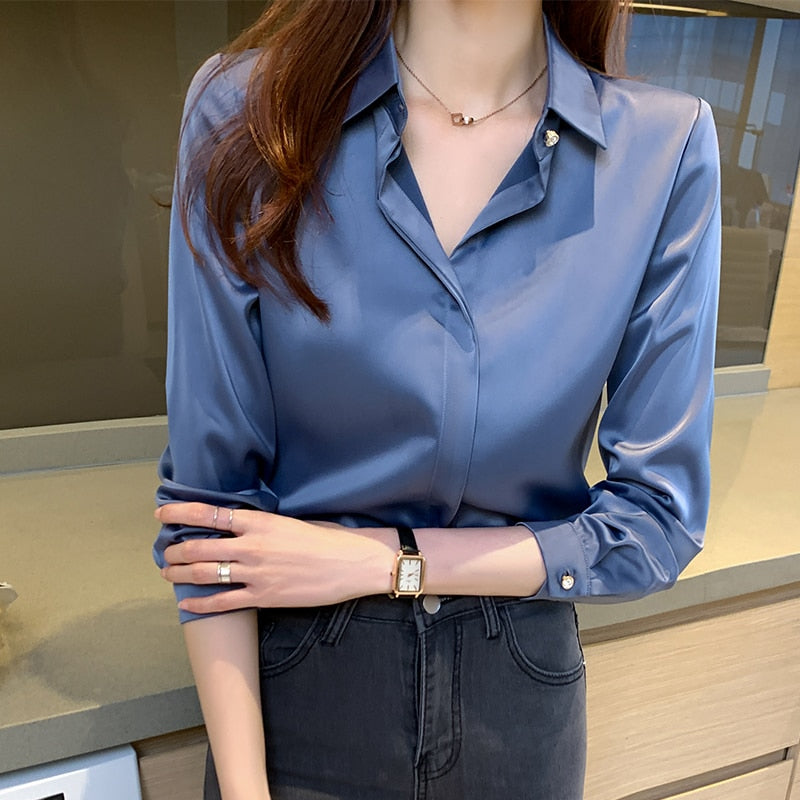 Silk Shirts Women Long Sleeve Shirts Blouses