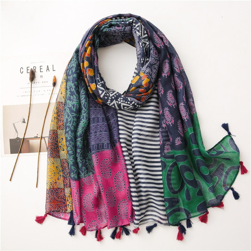 cotton scarf with tassel fashion wraps shawls hijabs