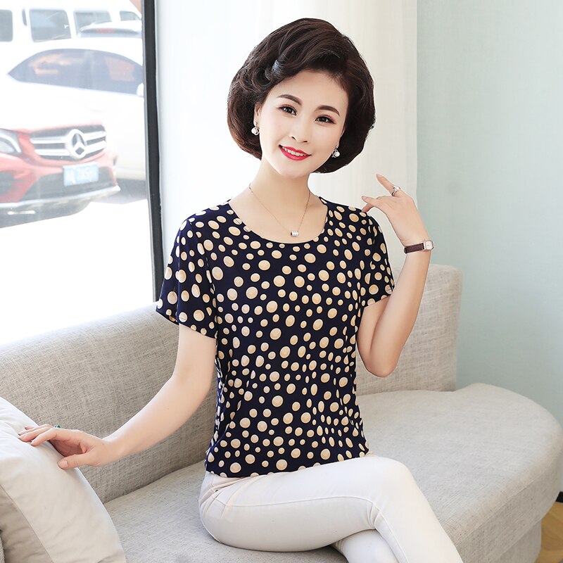 Women T Shirt Print Short Sleeve Milk Silk