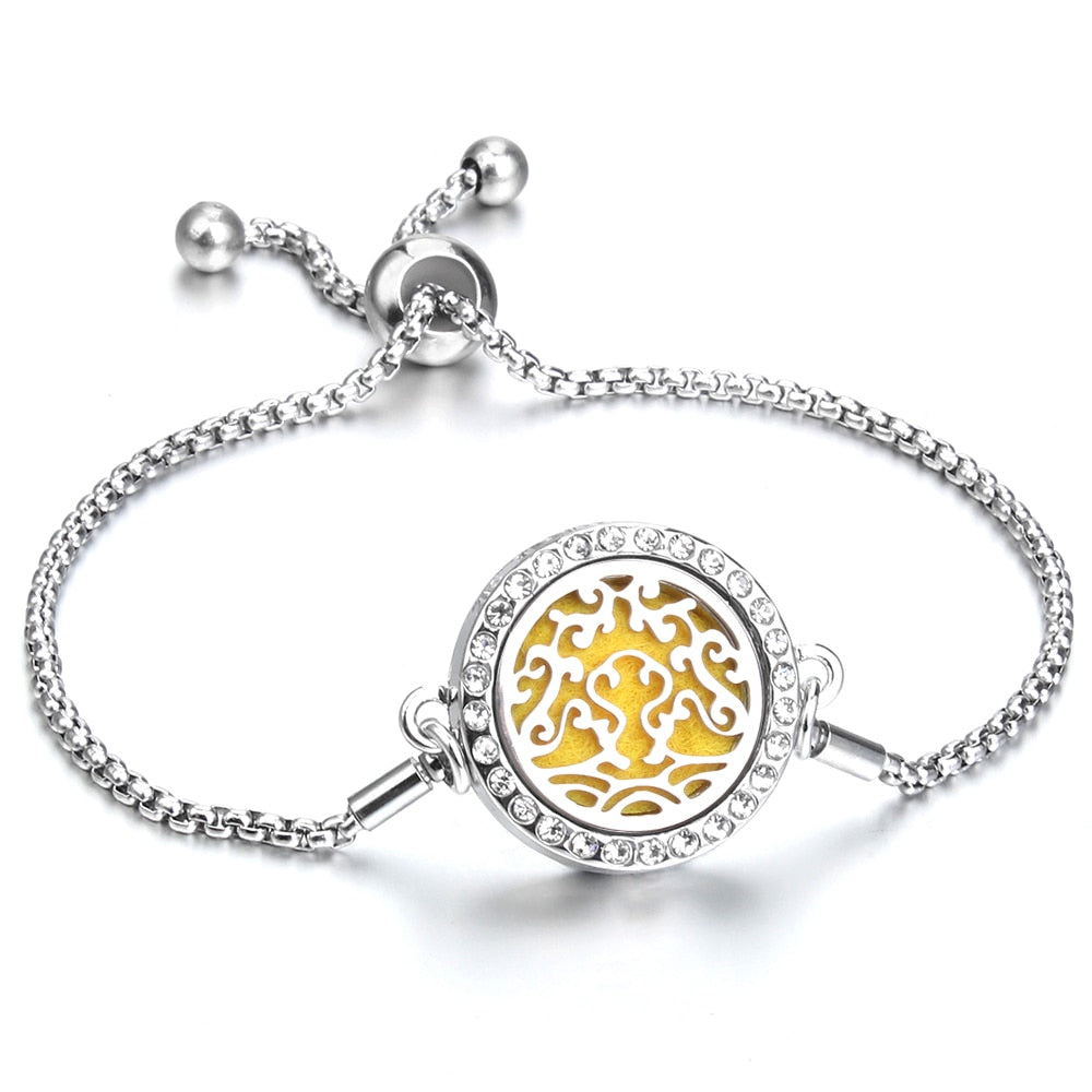 Aromatherapy Bracelet Essential Oil Diffuser Locket Tree of Life Adjustable Perfume Bracelet Crystal Magnetic Bracelet