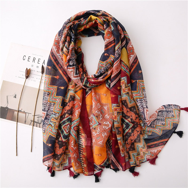 cotton scarf with tassel fashion wraps shawls hijabs