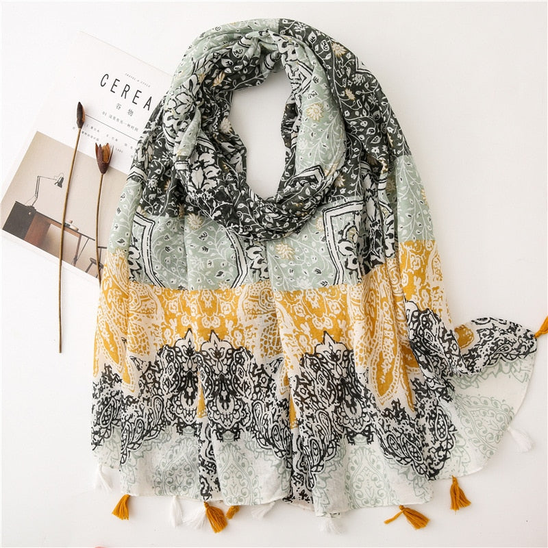 cotton scarf with tassel fashion wraps shawls hijabs