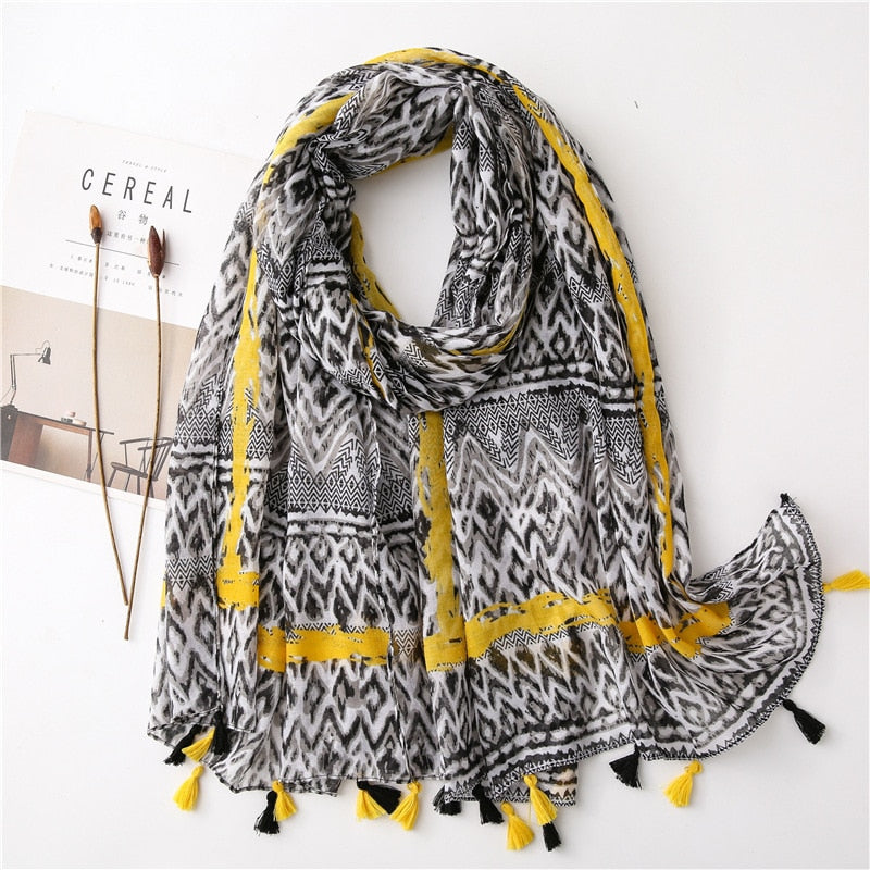 cotton scarf with tassel fashion wraps shawls hijabs