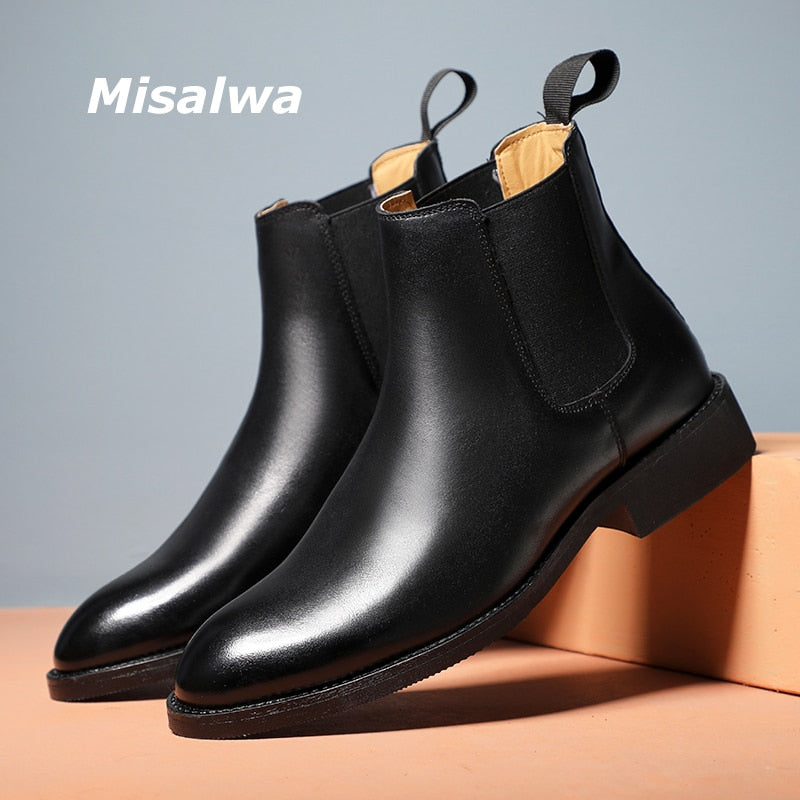 Misalwa Elegant Chelsea Boots Leather Men Size 35 47