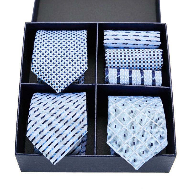 Gift box packing Silk Ties For Men Novelty Hanky  Set 3 Styles