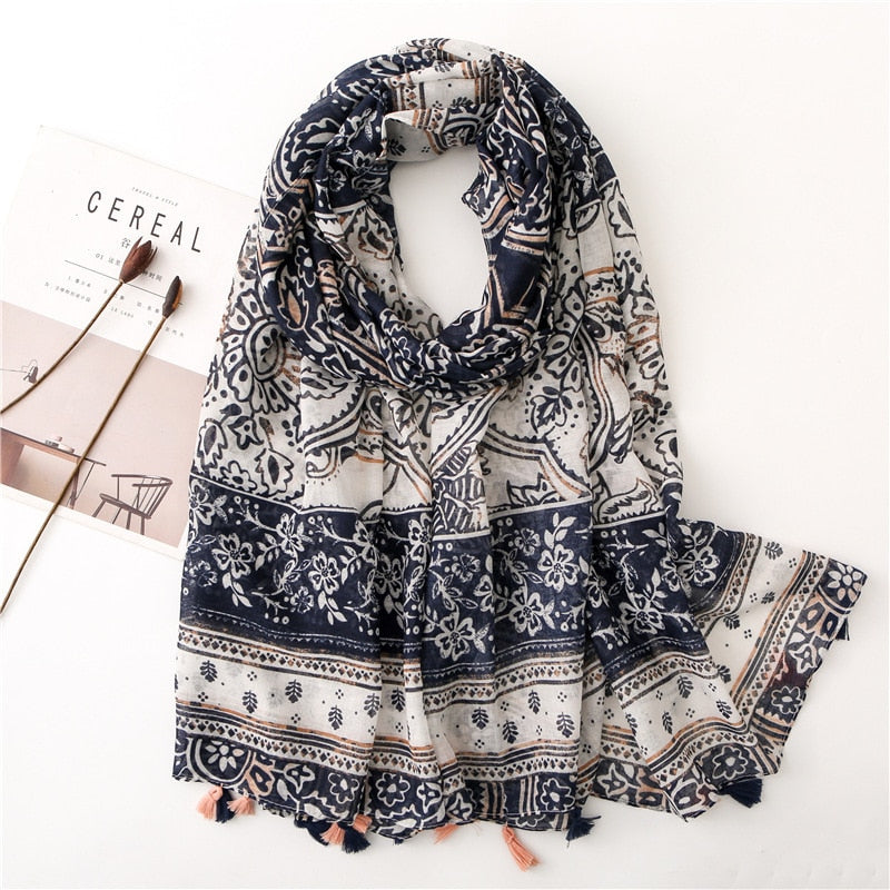 cotton scarf with tassel fashion wraps shawls hijabs