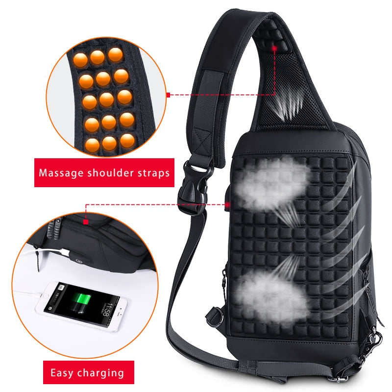 Fenruien Brand Chest Pack USB Charging Crossbody Bags