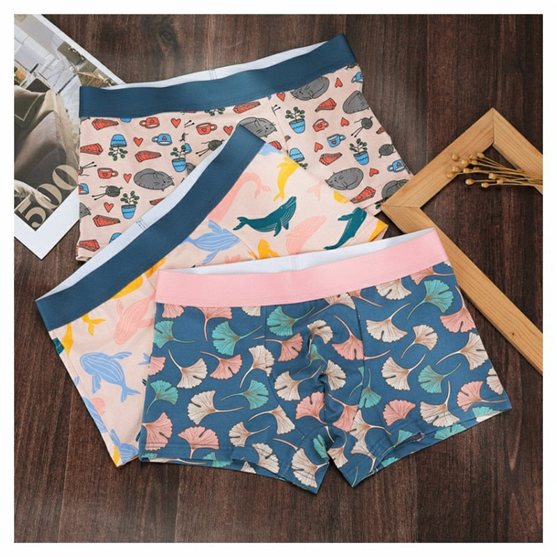 4pcs/lot Mens Underwear Boxers Cotton Fashion Printed Men Underpants