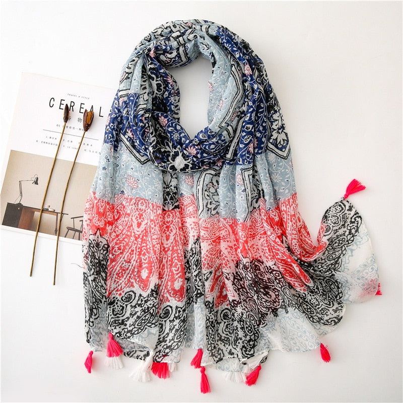 cotton scarf with tassel fashion wraps shawls hijabs