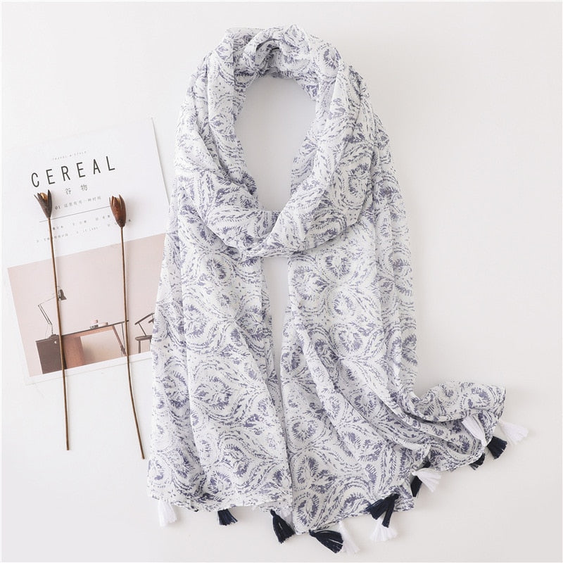 cotton scarf with tassel fashion wraps shawls hijabs