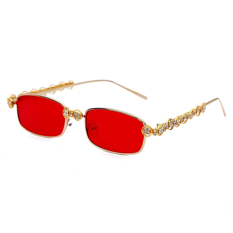 Rectangle Rhinestone  Steampunk Diamond Sun Glasses Crystal Vintage