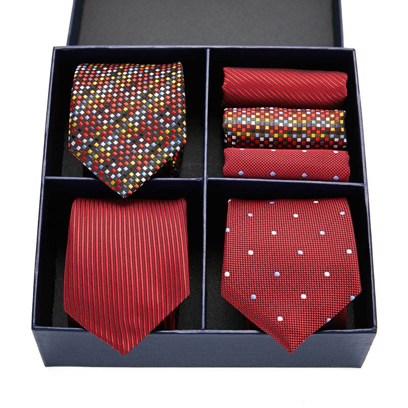 Gift box packing Silk Ties For Men Novelty Hanky  Set 3 Styles