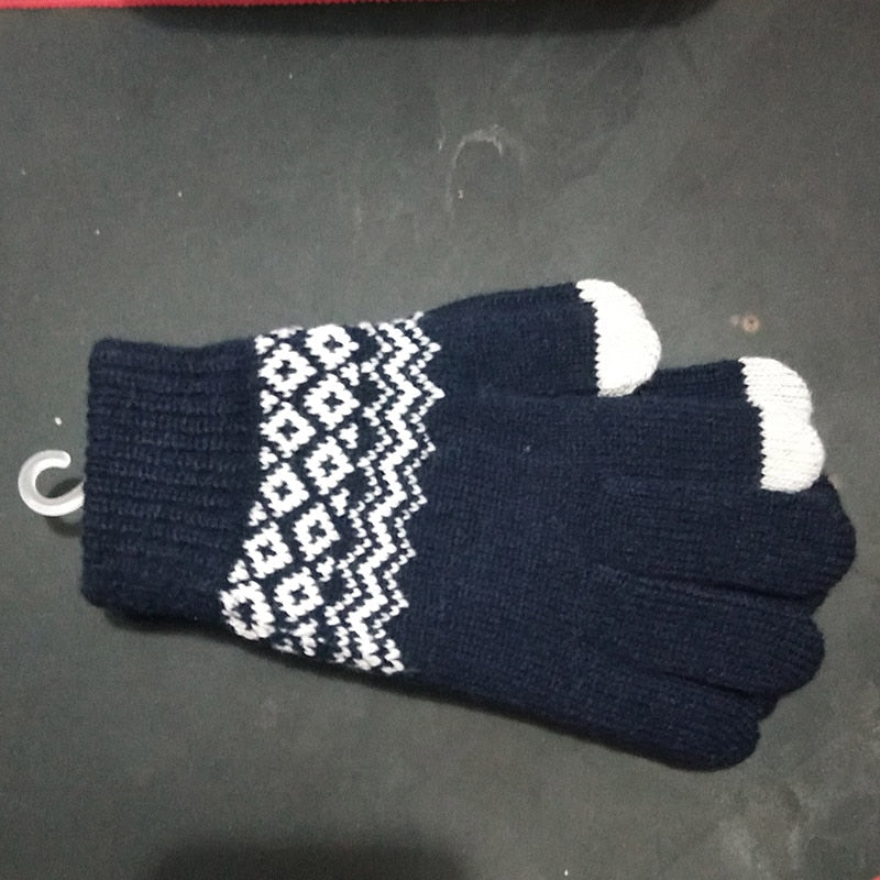 Winter Men/Women Warm Jacquard Stretch Knit Gloves Solid Magic