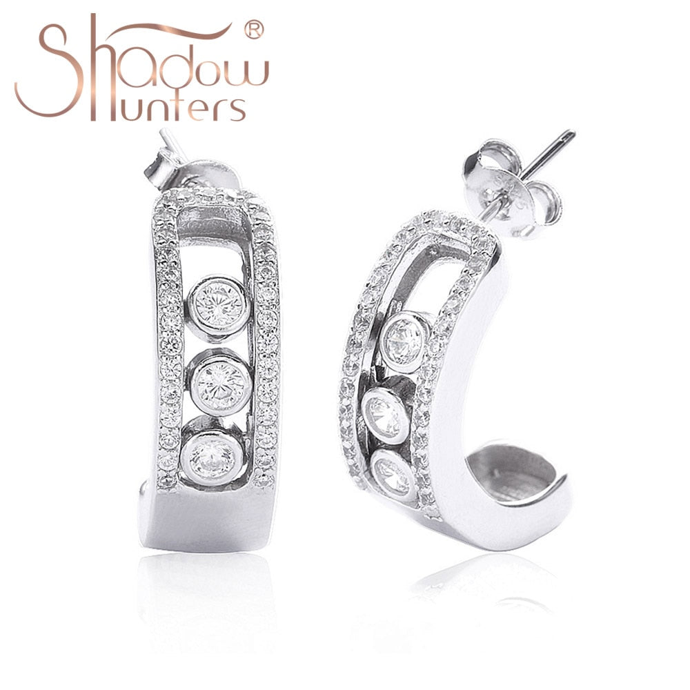 SHADOWHUNTERS Authentic 925 Sterling Silver Stud Earrings Silver