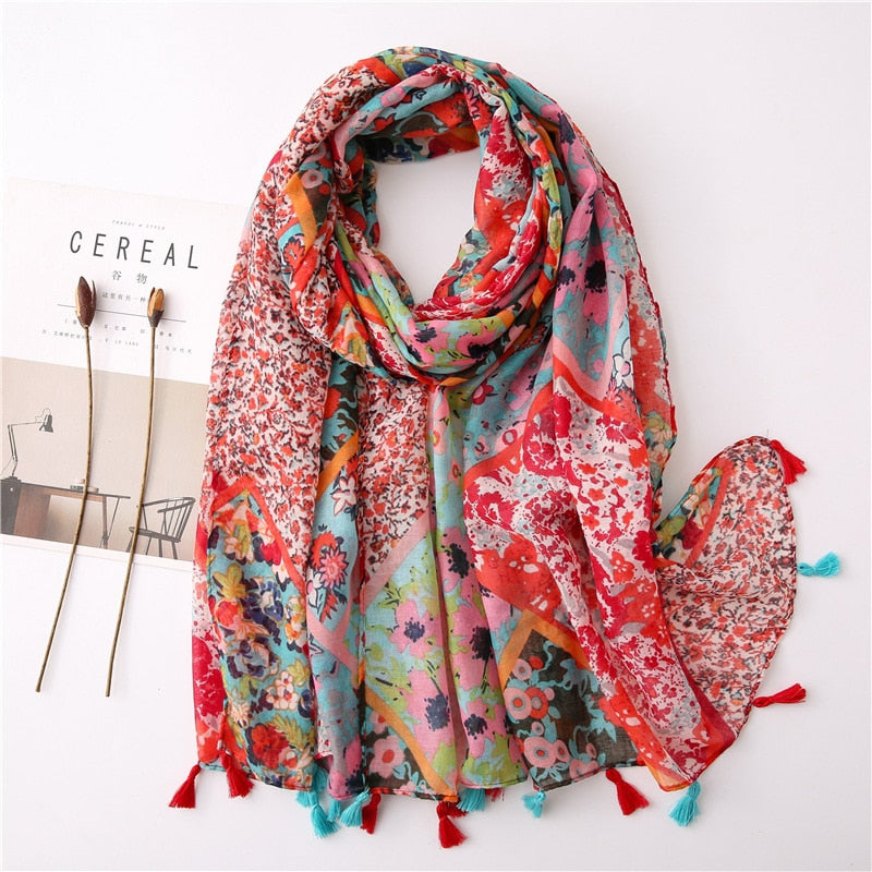 cotton scarf with tassel fashion wraps shawls hijabs