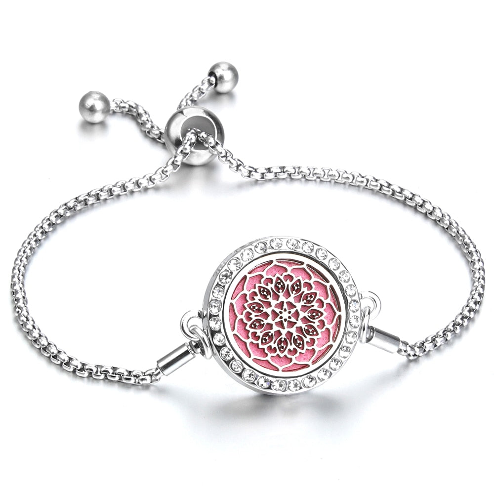 Aromatherapy Bracelet Essential Oil Diffuser Locket Tree of Life Adjustable Perfume Bracelet Crystal Magnetic Bracelet