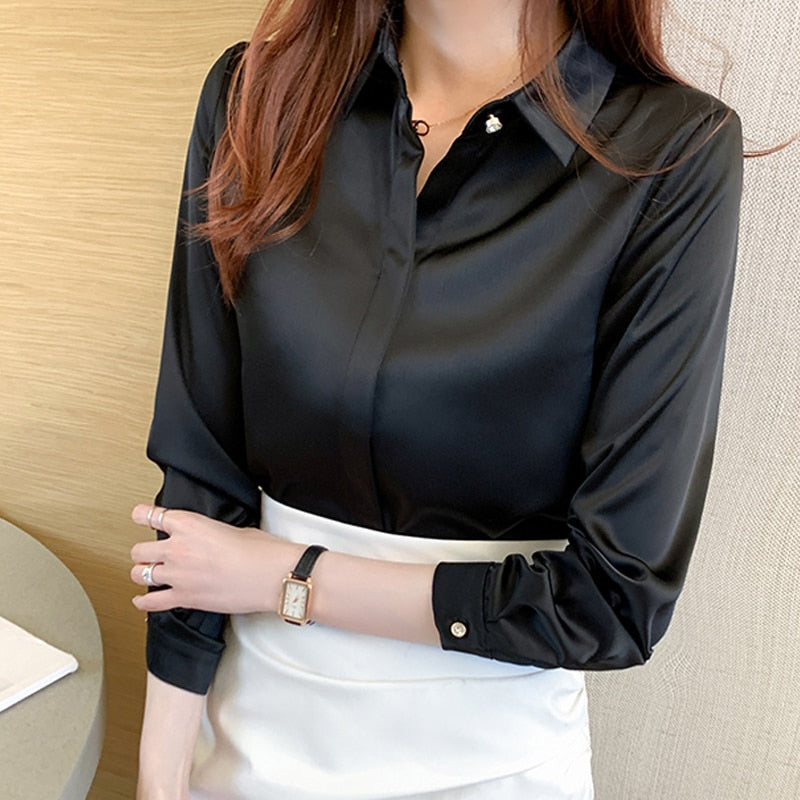 Silk Shirts Women Long Sleeve Shirts Blouses