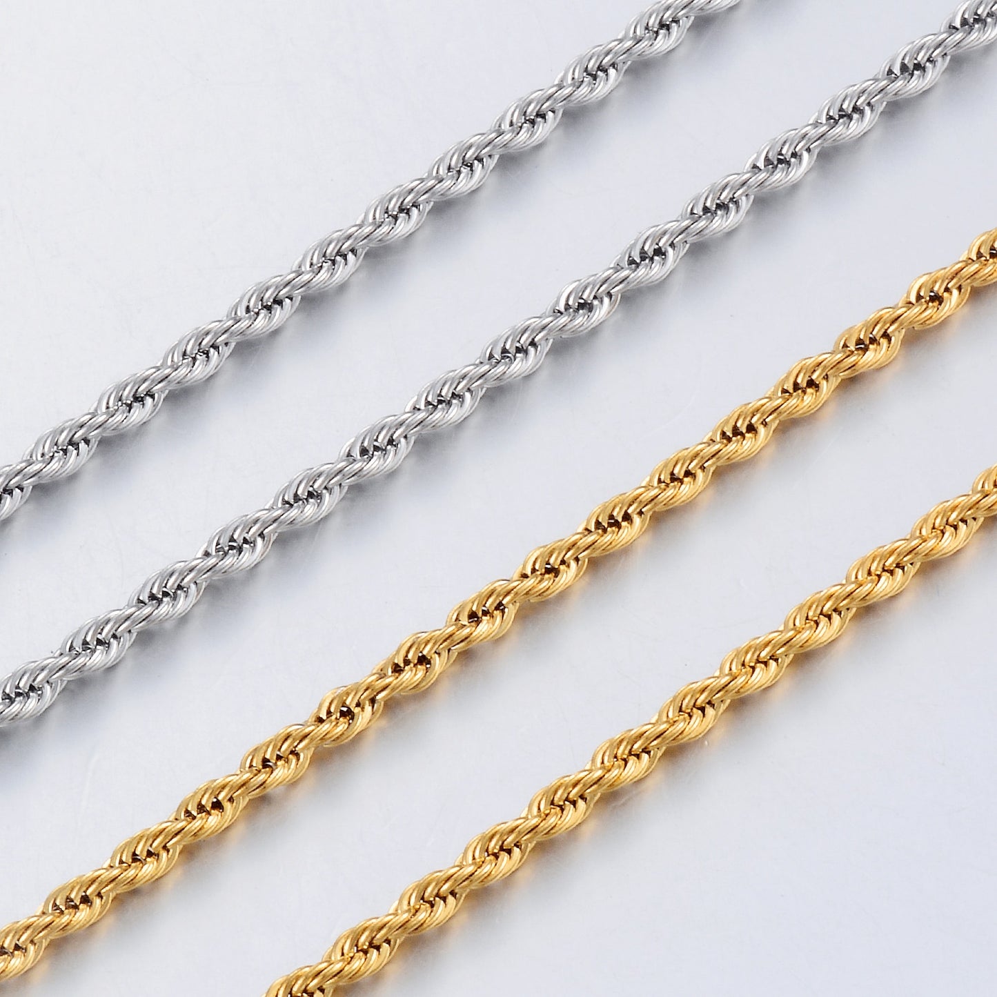 Width 2/4/6mm Stainless Steel Gold Rope Chain Necklace