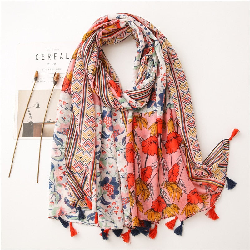 cotton scarf with tassel fashion wraps shawls hijabs