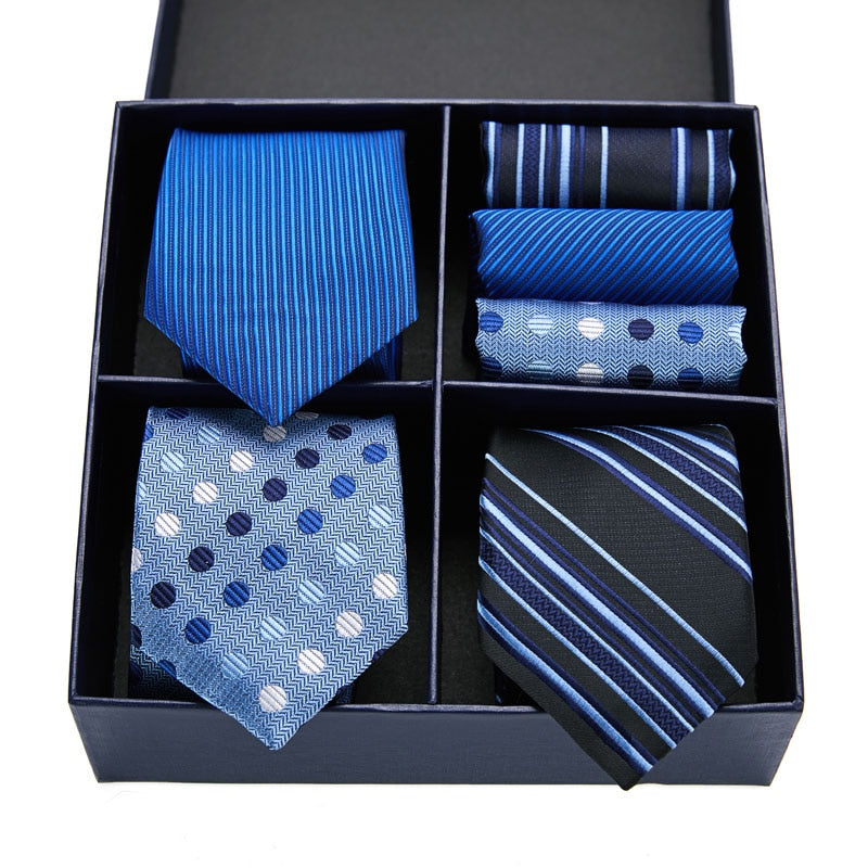 Gift box packing Silk Ties For Men Novelty Hanky  Set 3 Styles