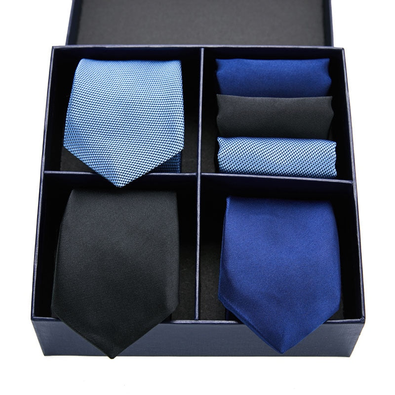 Gift box packing Silk Ties For Men Novelty Hanky  Set 3 Styles