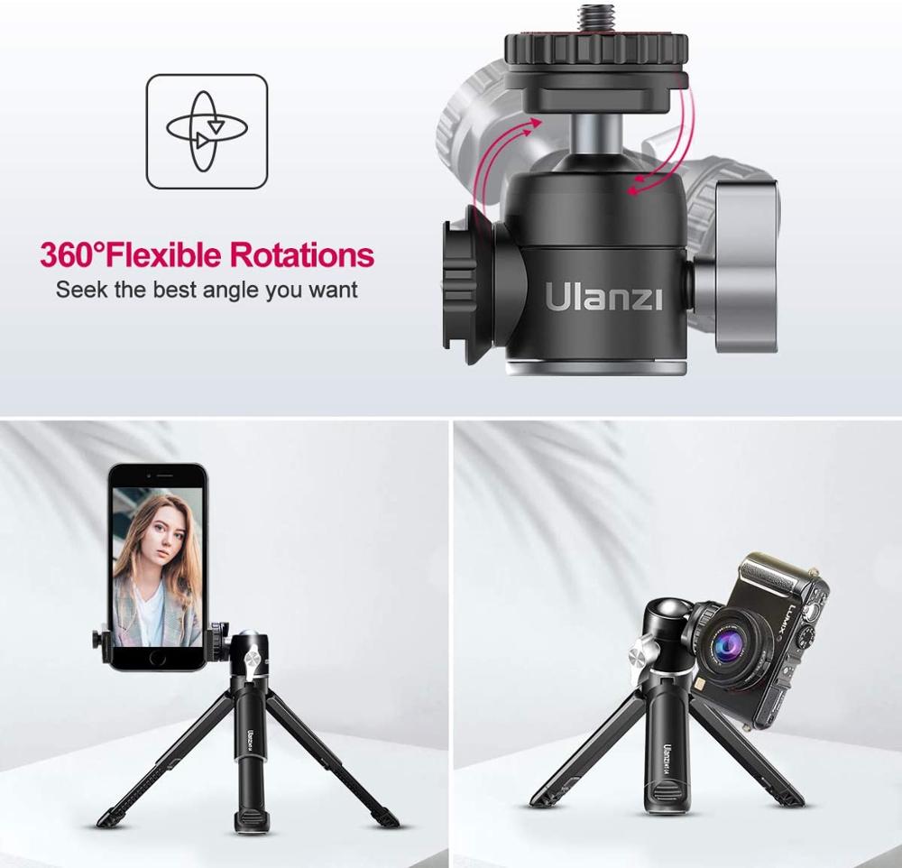 Ulanzi U-Vlog lite Mini Tripod with 360° Ball Head  Tabletop Tripod for Camera iPhone Android Phone