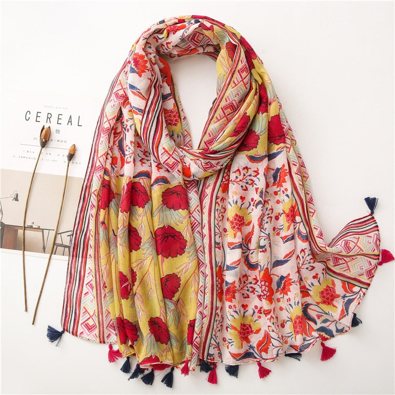 cotton scarf with tassel fashion wraps shawls hijabs