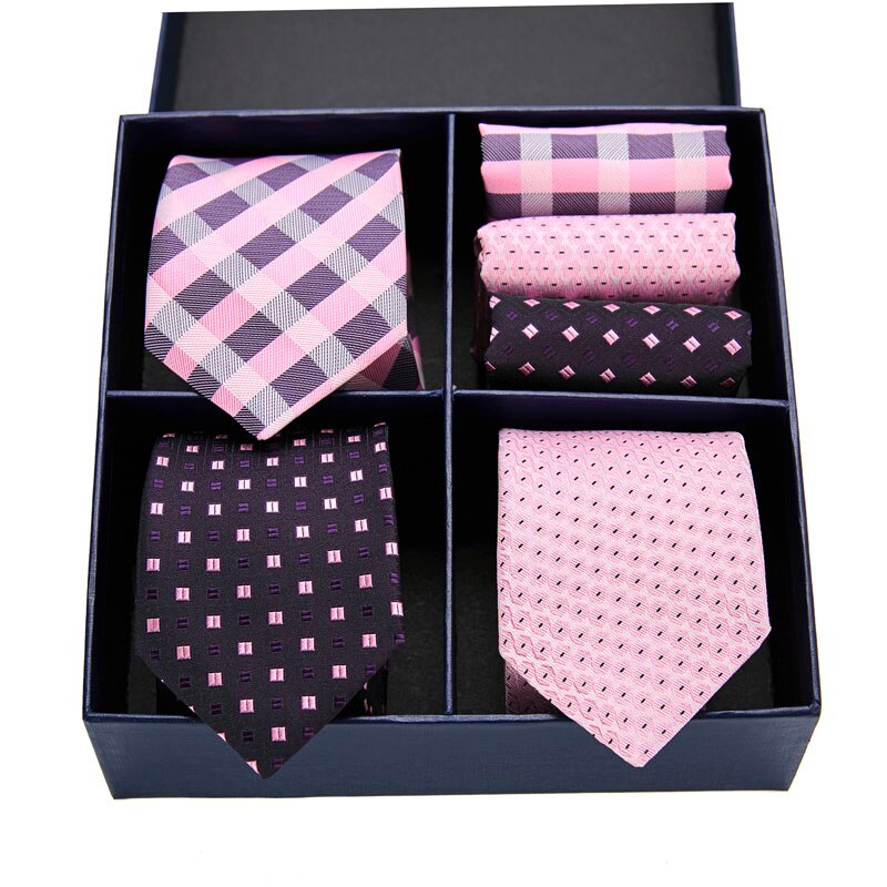 Gift box packing Silk Ties For Men Novelty Hanky  Set 3 Styles