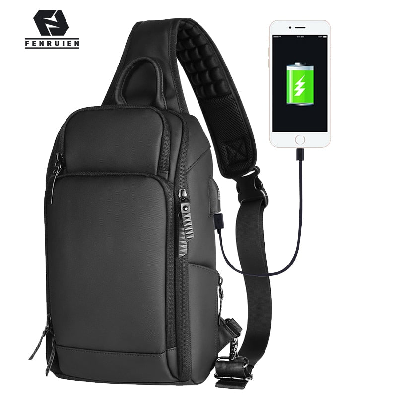 Fenruien Brand Chest Pack USB Charging Crossbody Bags