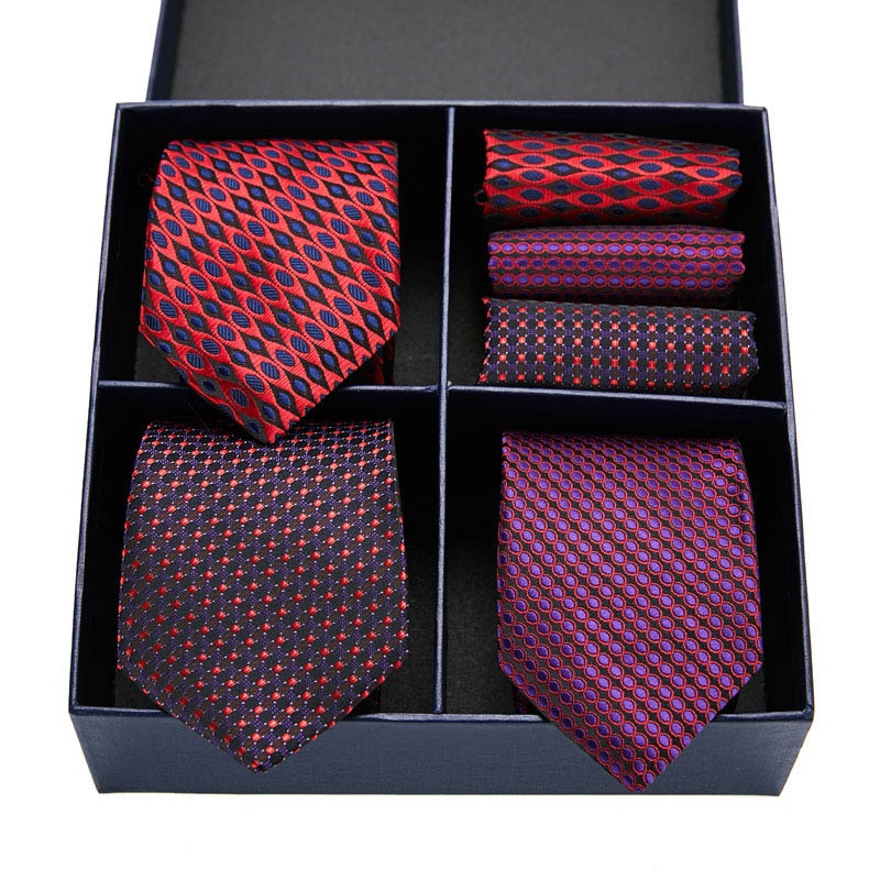 Gift box packing Silk Ties For Men Novelty Hanky  Set 3 Styles