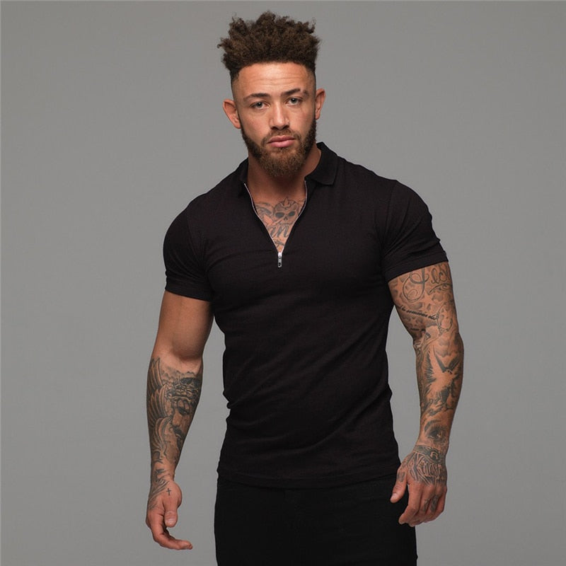 Casual Fashion Plain Color Short Sleeve High Quality Slim Polo homme