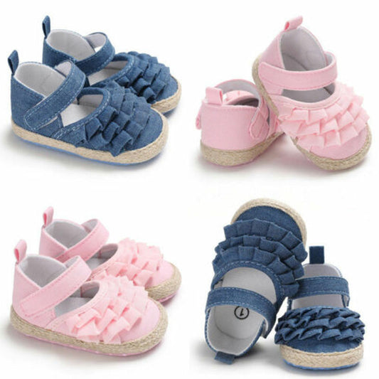 Newborn Baby Girl Flowers Soft Crib Shoes Prewalker