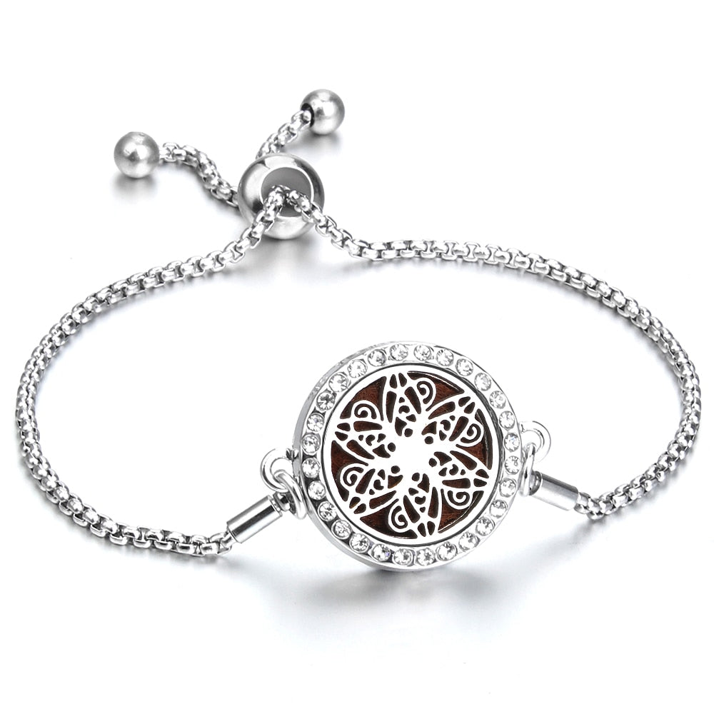 Aromatherapy Bracelet Essential Oil Diffuser Locket Tree of Life Adjustable Perfume Bracelet Crystal Magnetic Bracelet