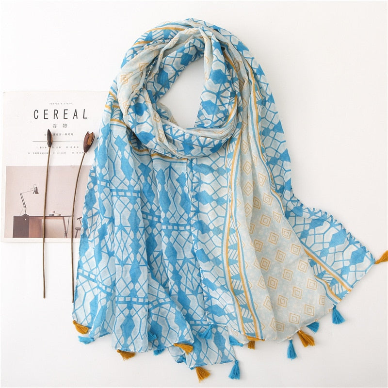 cotton scarf with tassel fashion wraps shawls hijabs