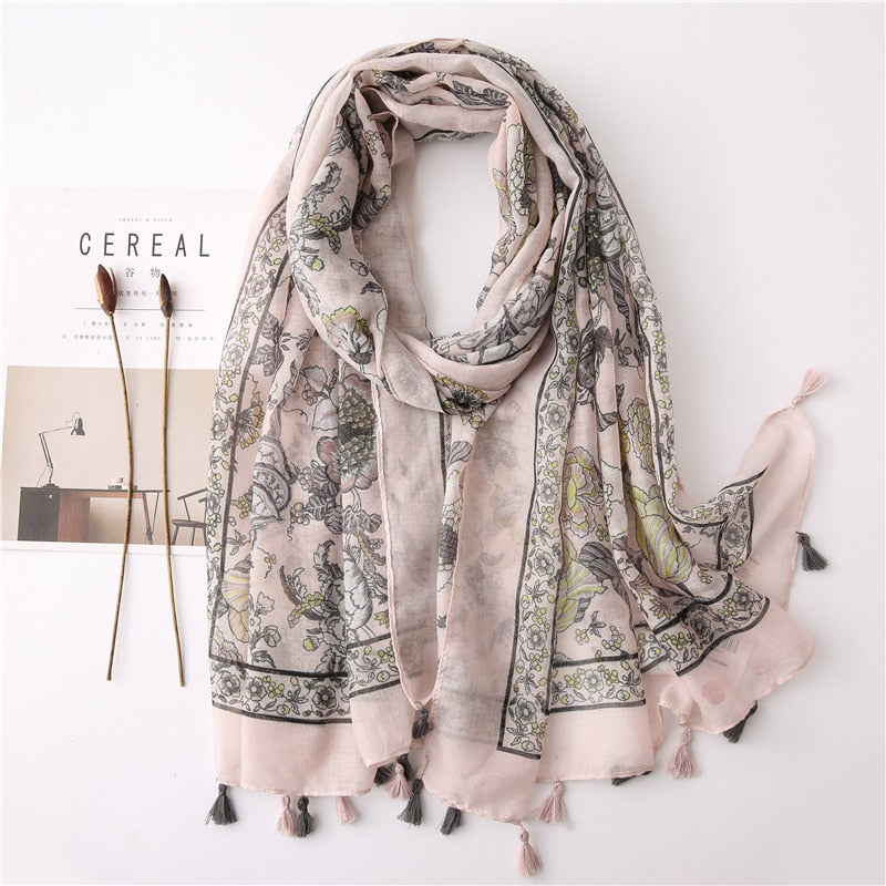 cotton scarf with tassel fashion wraps shawls hijabs