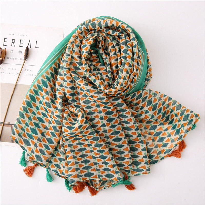 cotton scarf with tassel fashion wraps shawls hijabs