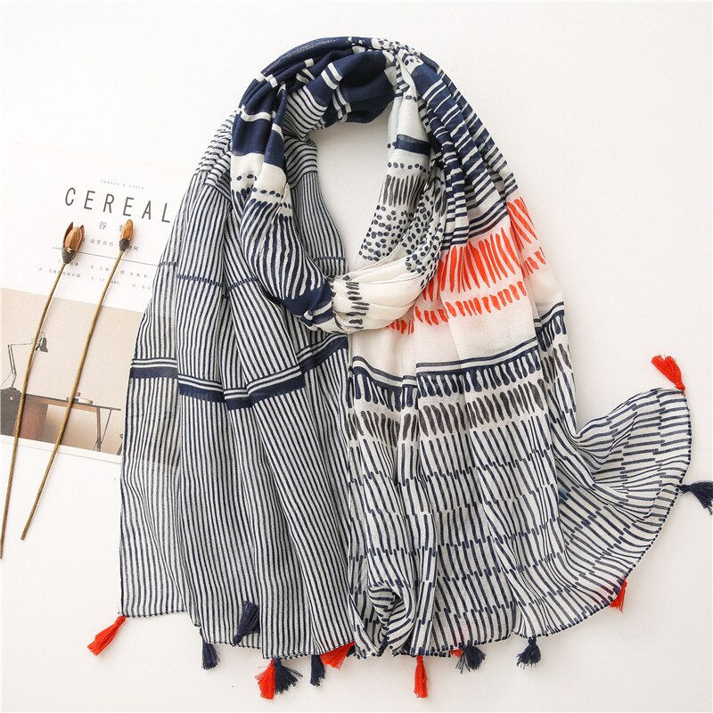 cotton scarf with tassel fashion wraps shawls hijabs