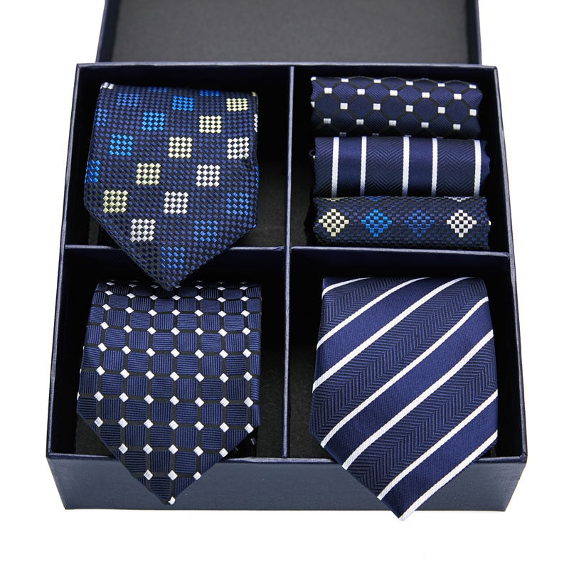 Gift box packing Silk Ties For Men Novelty Hanky  Set 3 Styles