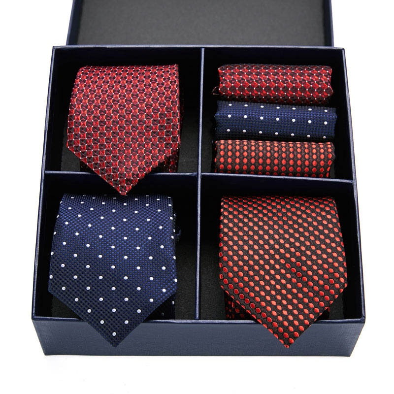 Gift box packing Silk Ties For Men Novelty Hanky  Set 3 Styles