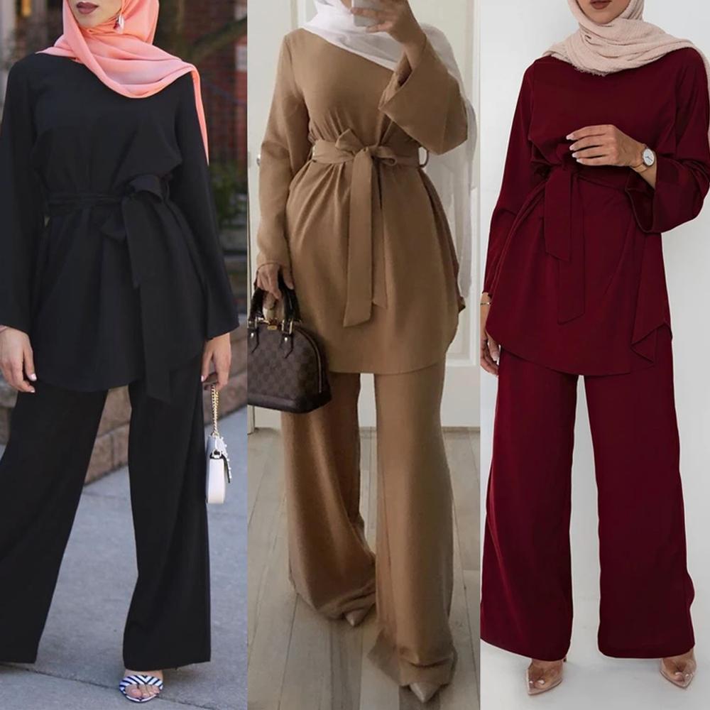 Dubai Abaya Turkey Muslim Sets Kaftan Hijab Dress Abayas