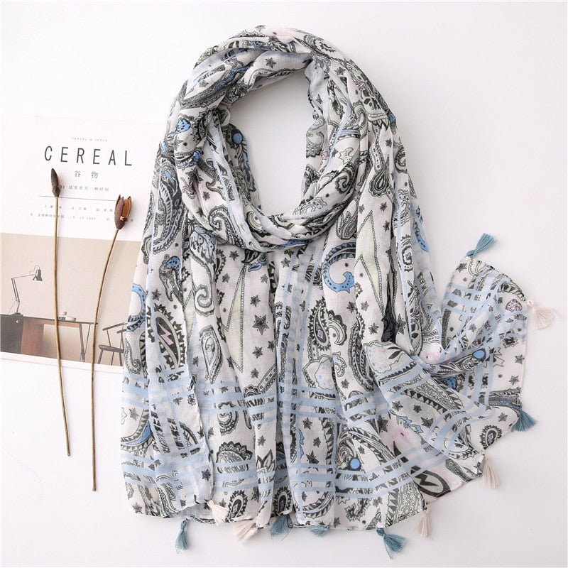 cotton scarf with tassel fashion wraps shawls hijabs