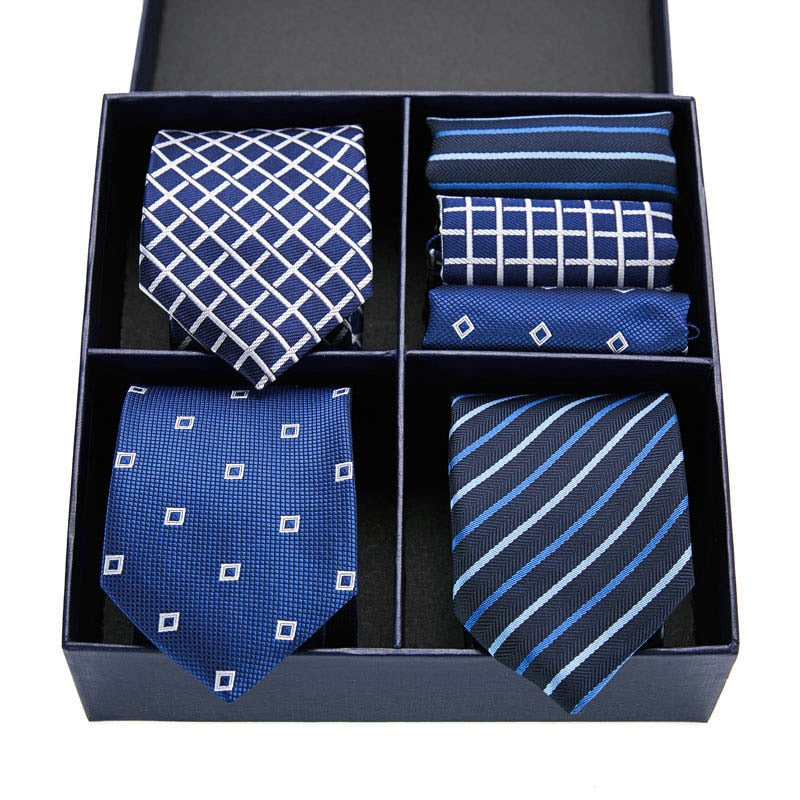 Gift box packing Silk Ties For Men Novelty Hanky  Set 3 Styles