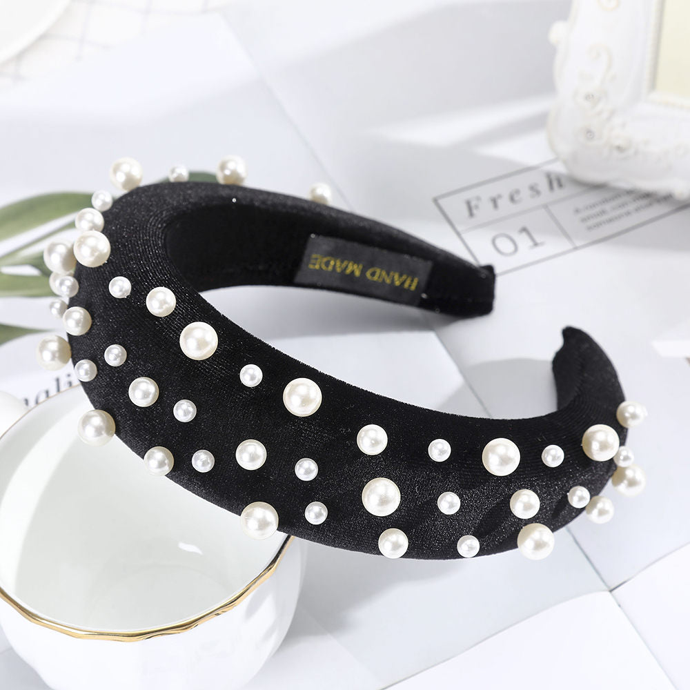 AWAYTR Fashion Pearl Thickening Velvet Headbands