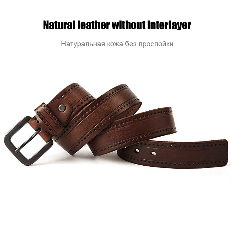 MEDYLA Natural Leather Belt Hard Metal Buckle Original Leather Belt Accessories