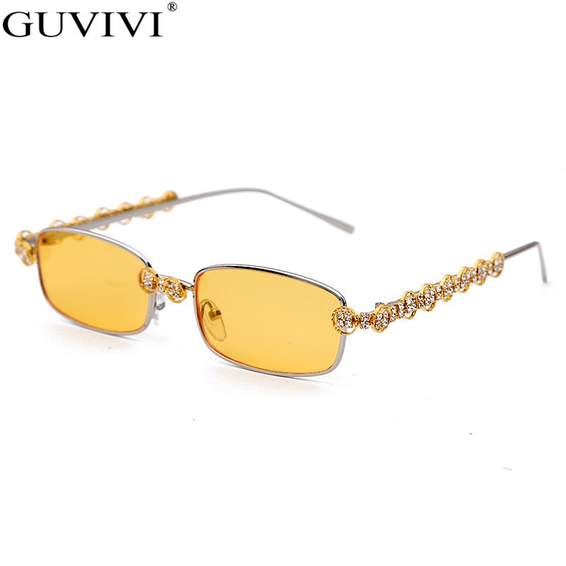 Rectangle Rhinestone  Steampunk Diamond Sun Glasses Crystal Vintage