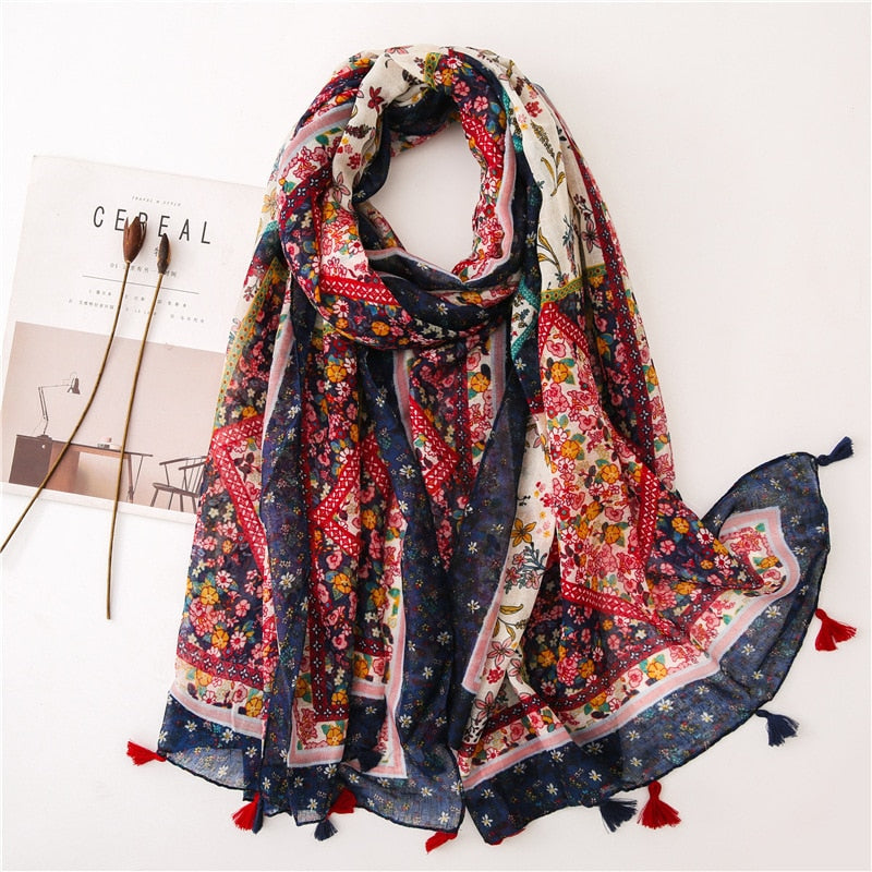 cotton scarf with tassel fashion wraps shawls hijabs