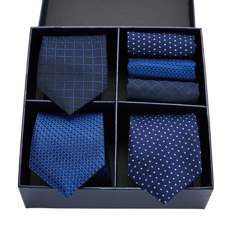 Gift box packing Silk Ties For Men Novelty Hanky  Set 3 Styles