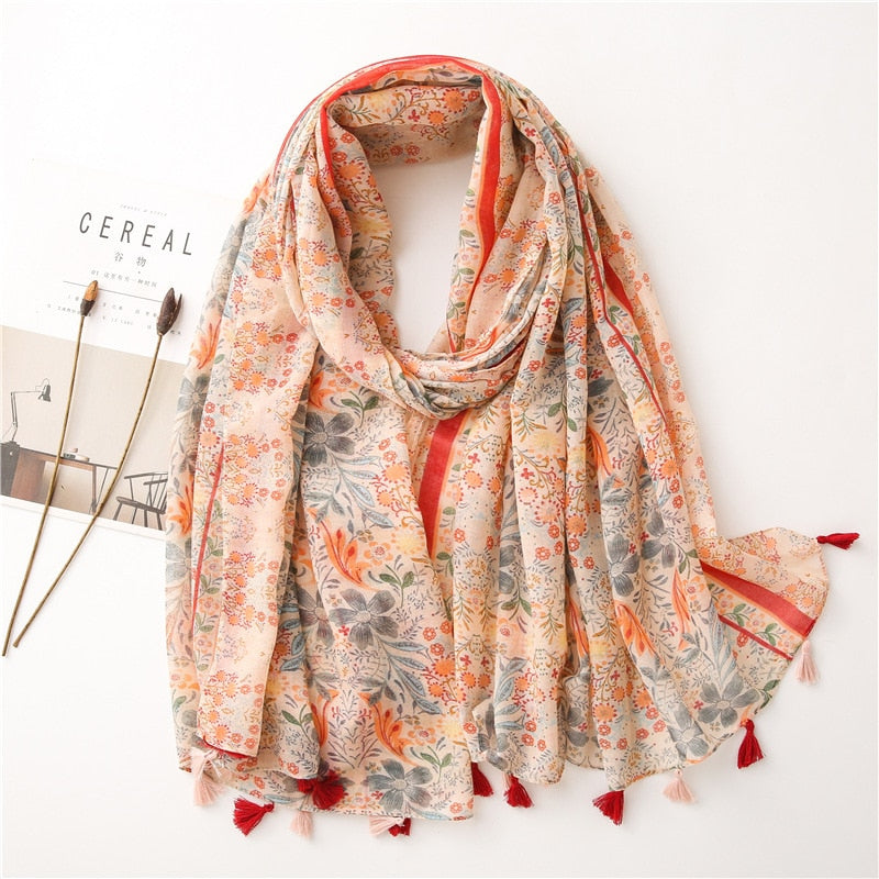 cotton scarf with tassel fashion wraps shawls hijabs