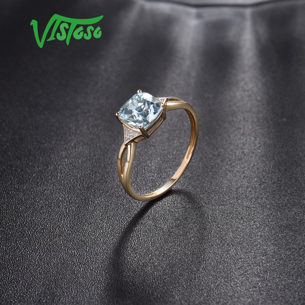 VISTOSO 14K 585 Yellow Gold Ring Diamond Real Original Fine Jewelry